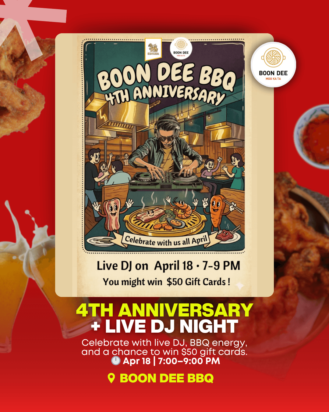 Boon Dee BBQ — 4th Anniversary Party
